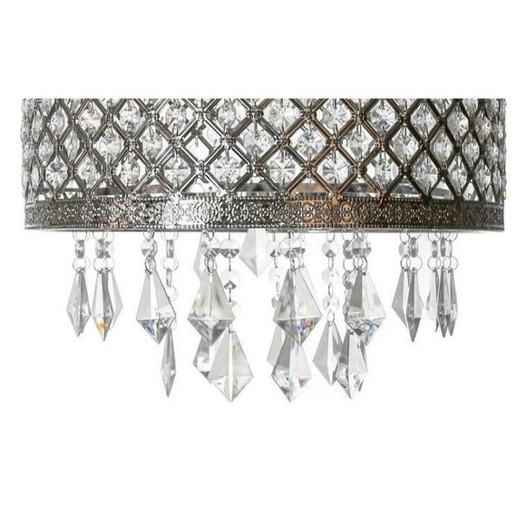River of Goods 1-Light Silver and Crystal Chandelier with Lattice Shade - Picture 2 of 8